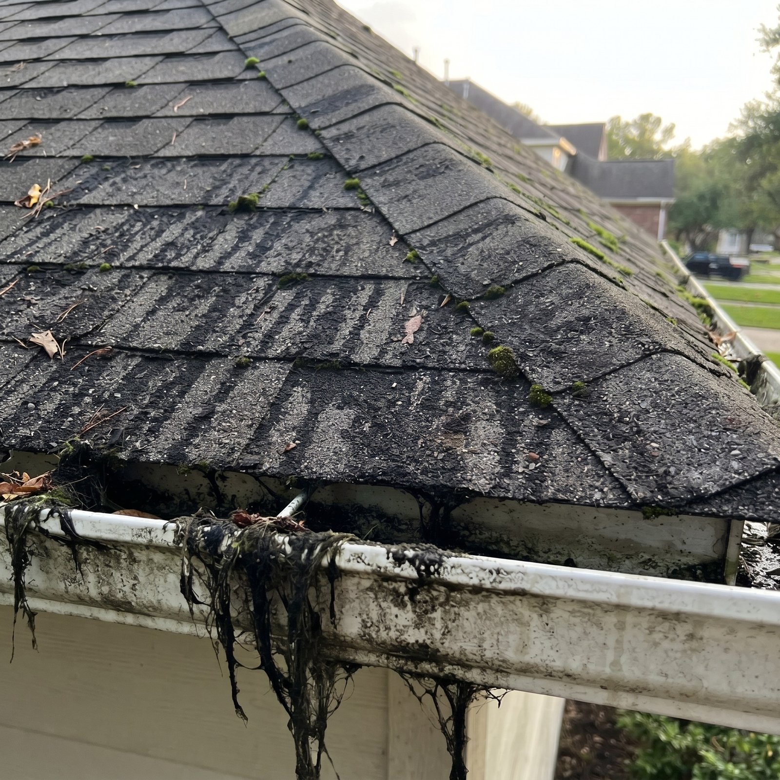 Gloeocapsa magma affected roof