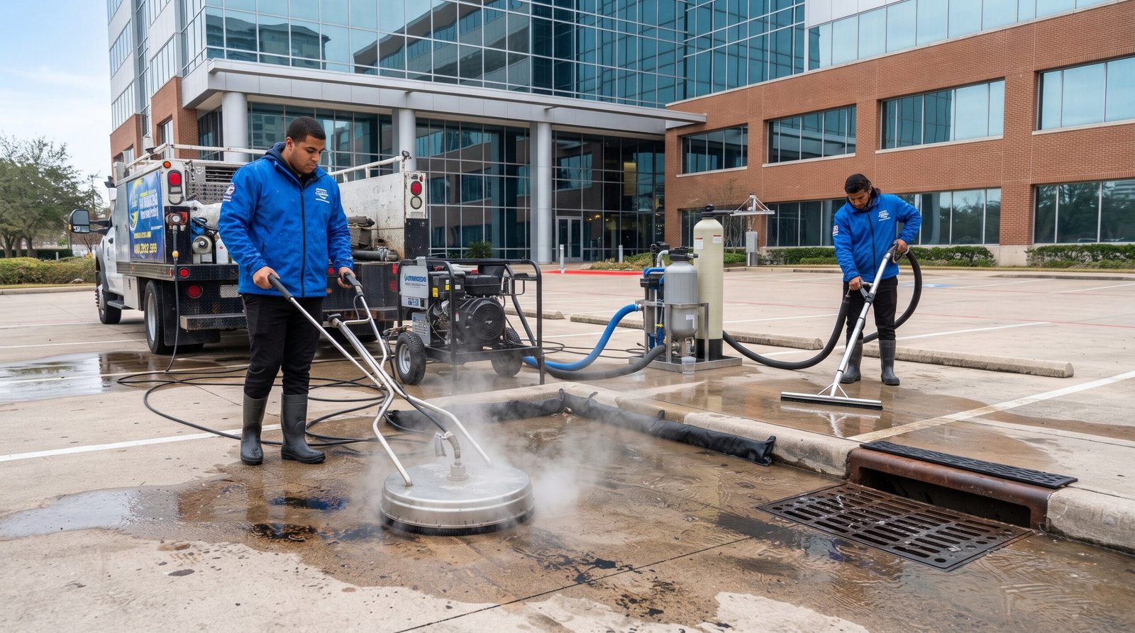 Pressure washing crew